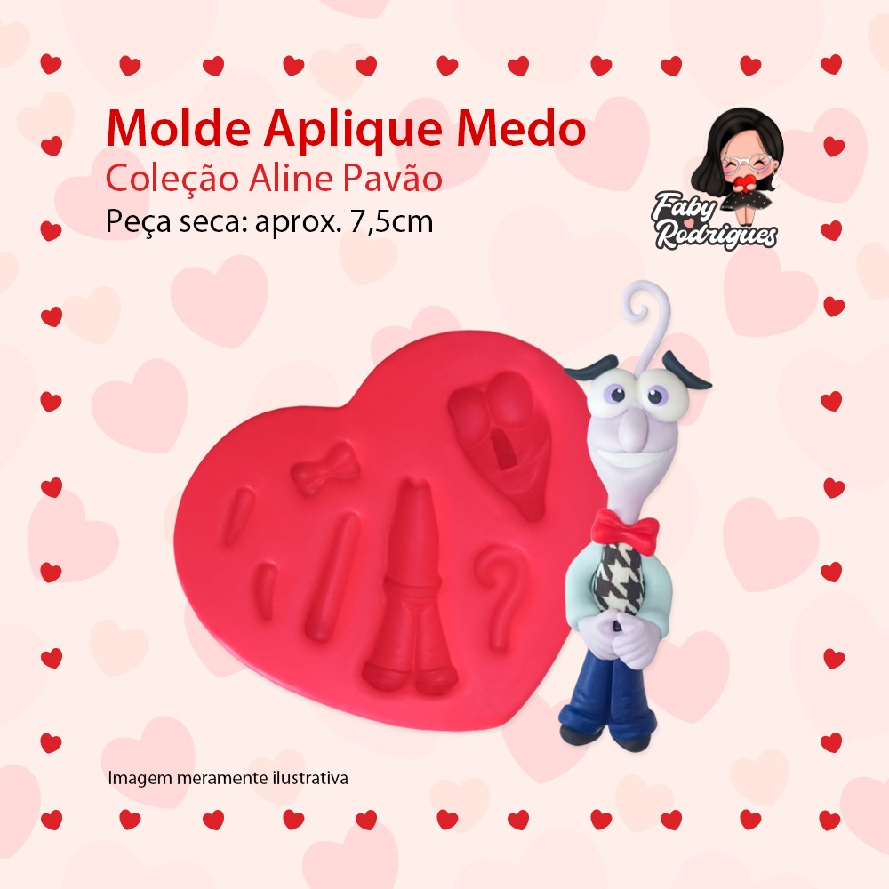 Molde de silicone Aplique Medo - Aline Pavão