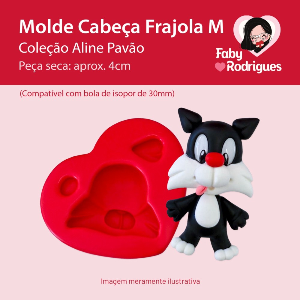 Molde de silicone Cabeça Frajola M - Aline Pavão