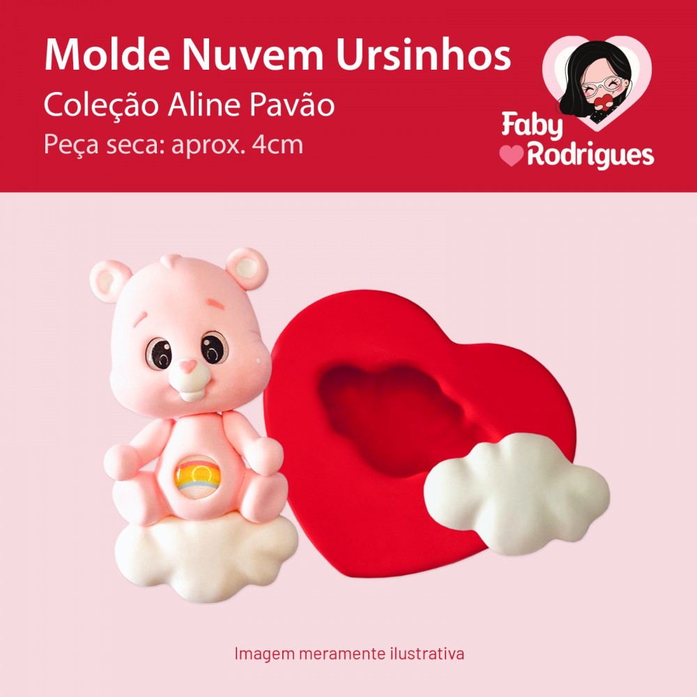 Molde de silicone Nuvem Ursinhos - Aline Pavão