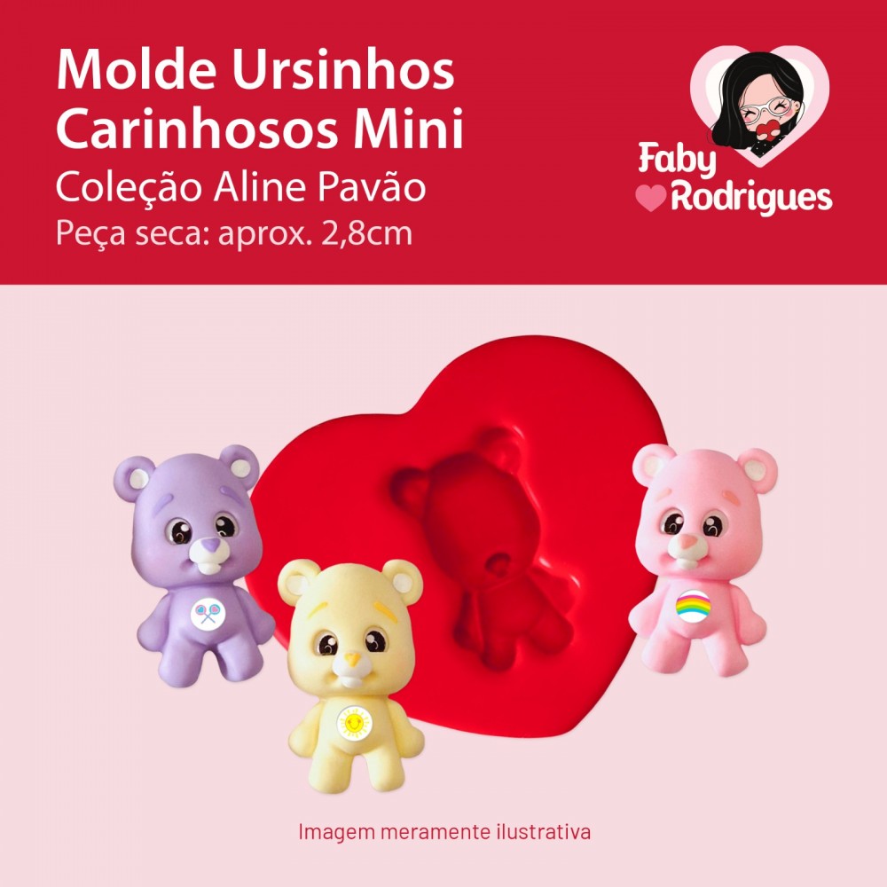 Molde de silicone Ursinhos Carinhosos Mini - Aline Pavão