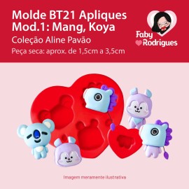 Molde de Silicone BT21 Apliques Mod1: Mang, Koya - Aline Pavão