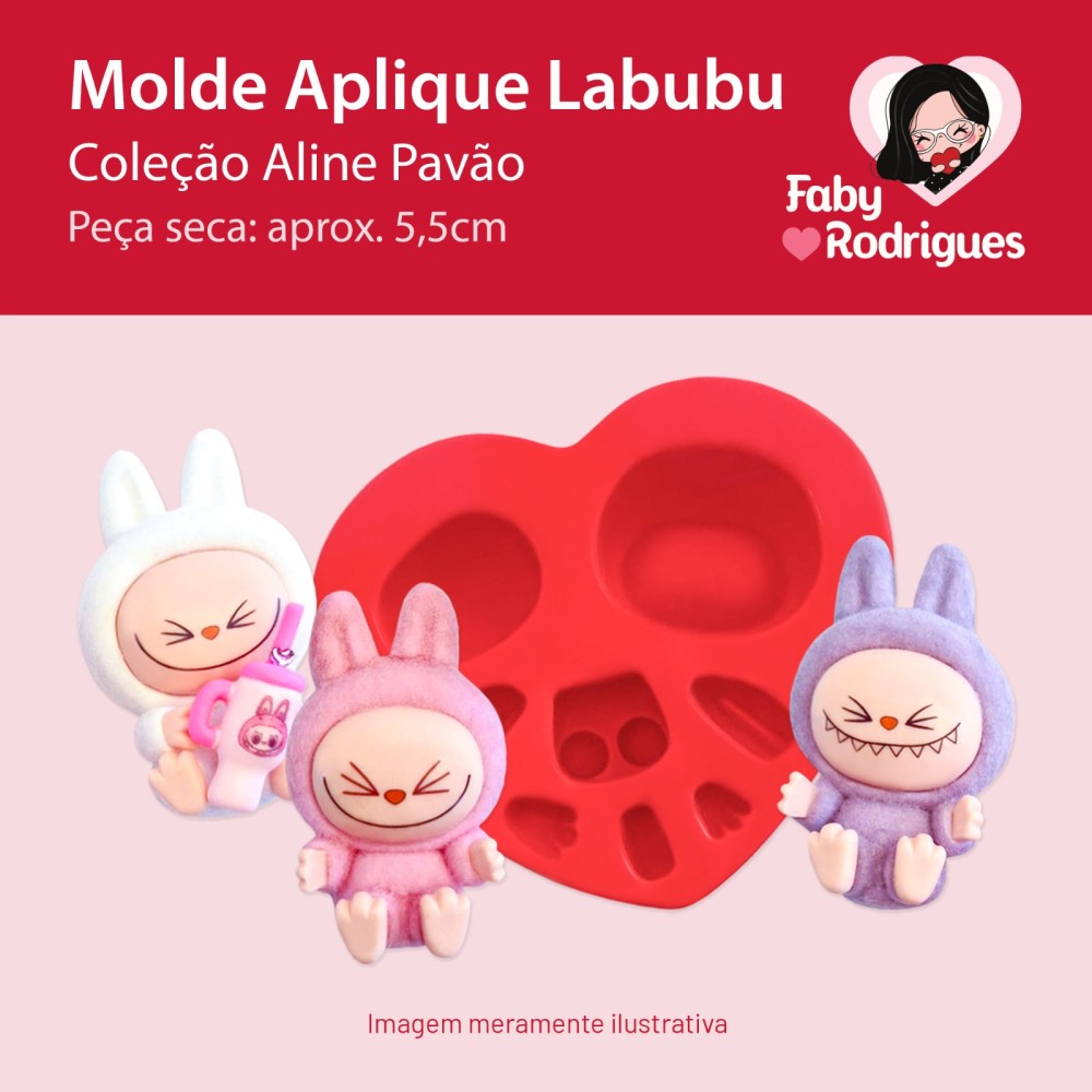 Molde de Silicone Aplique Labubu - Aline Pavão