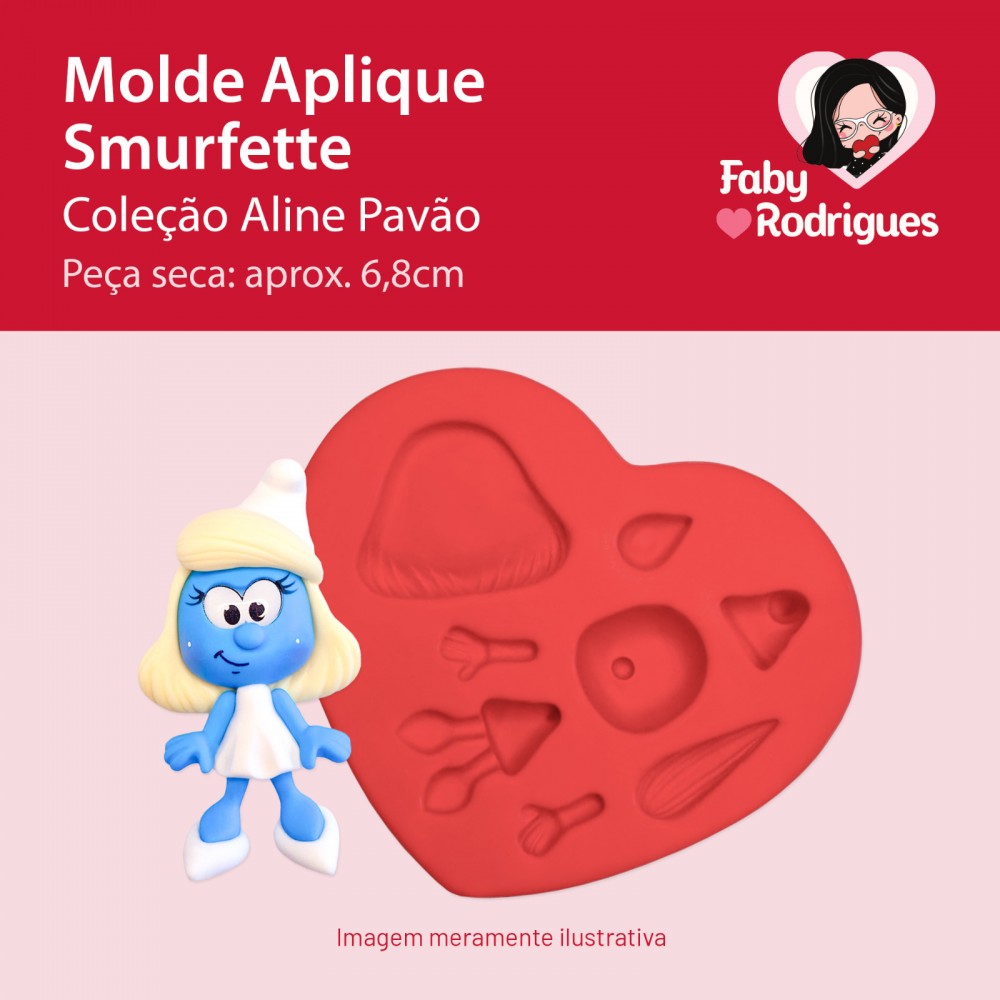 Molde de Silicone Aplique Smurfette - Aline Pavão