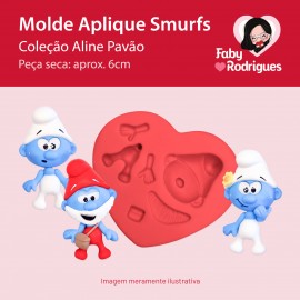 Molde de Silicone Aplique Smurfs - Aline Pavão