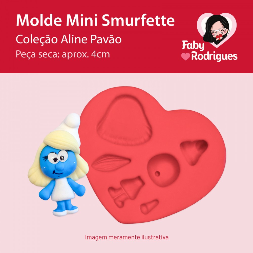 Molde de Silicone Mini Smurfette - Aline Pavão