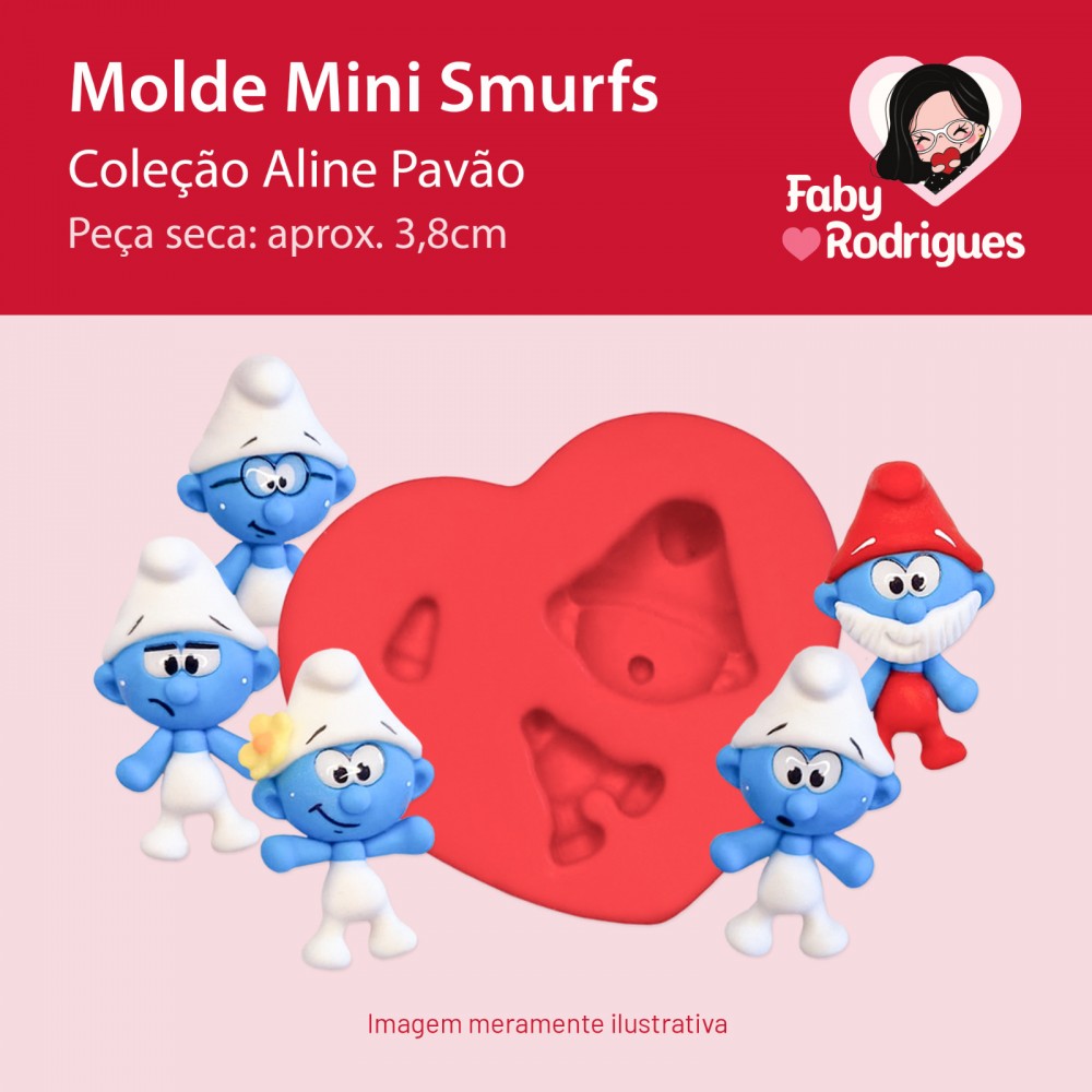 Molde de Silicone Mini Smurfs - Aline Pavão