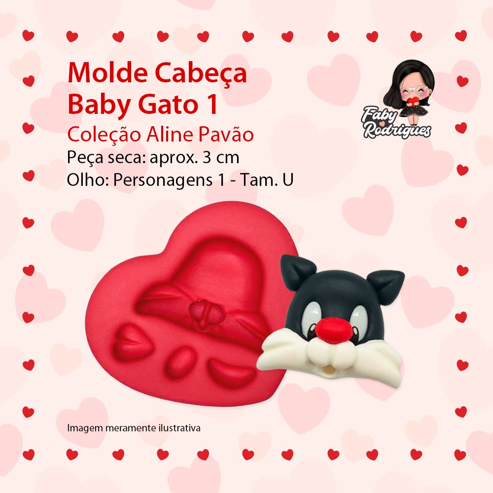 Molde De Silicone Cabeça Baby Gato 1 - Aline Pavão