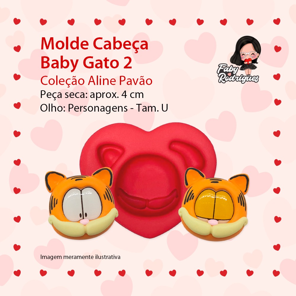 Molde De Silicone Cabeça Baby Gato 2 - Aline Pavão