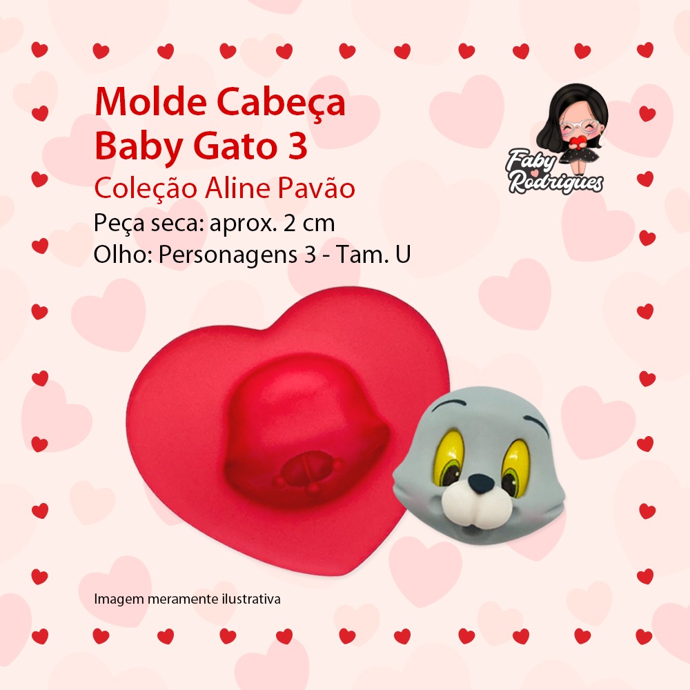 Molde De Silicone Cabeça Baby Gato 3 - Aline Pavão