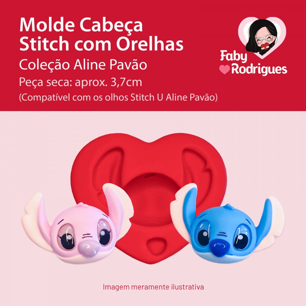 Molde de Silicone Cabeça Stitch Com Orelhas - Aline Pavão