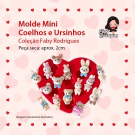 Molde De Silicone Mini Coelhos e Ursinhos - Faby Rodrigues