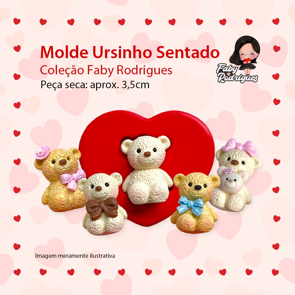 Molde De Silicone Ursinho Sentado - Faby Rodrigues