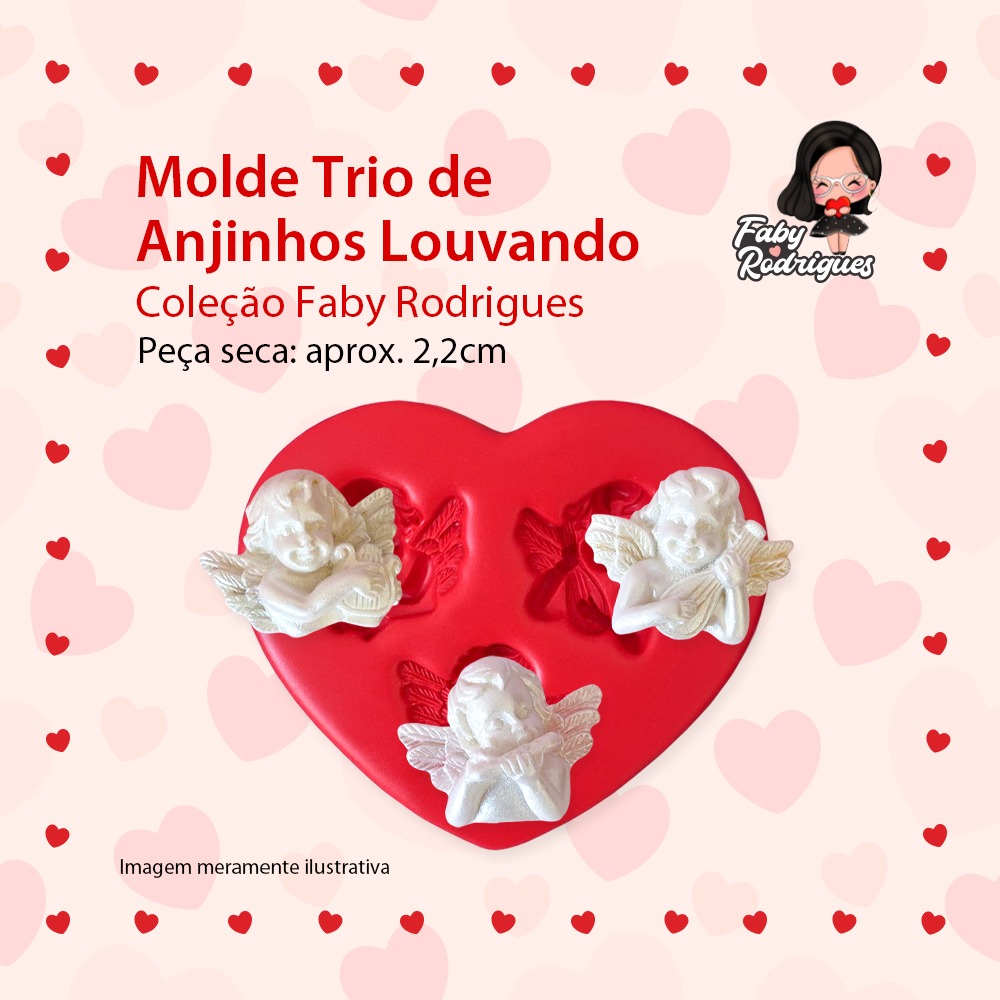 Molde De Silicone Trio de Anjinhos Louvando - Faby Rodrigues