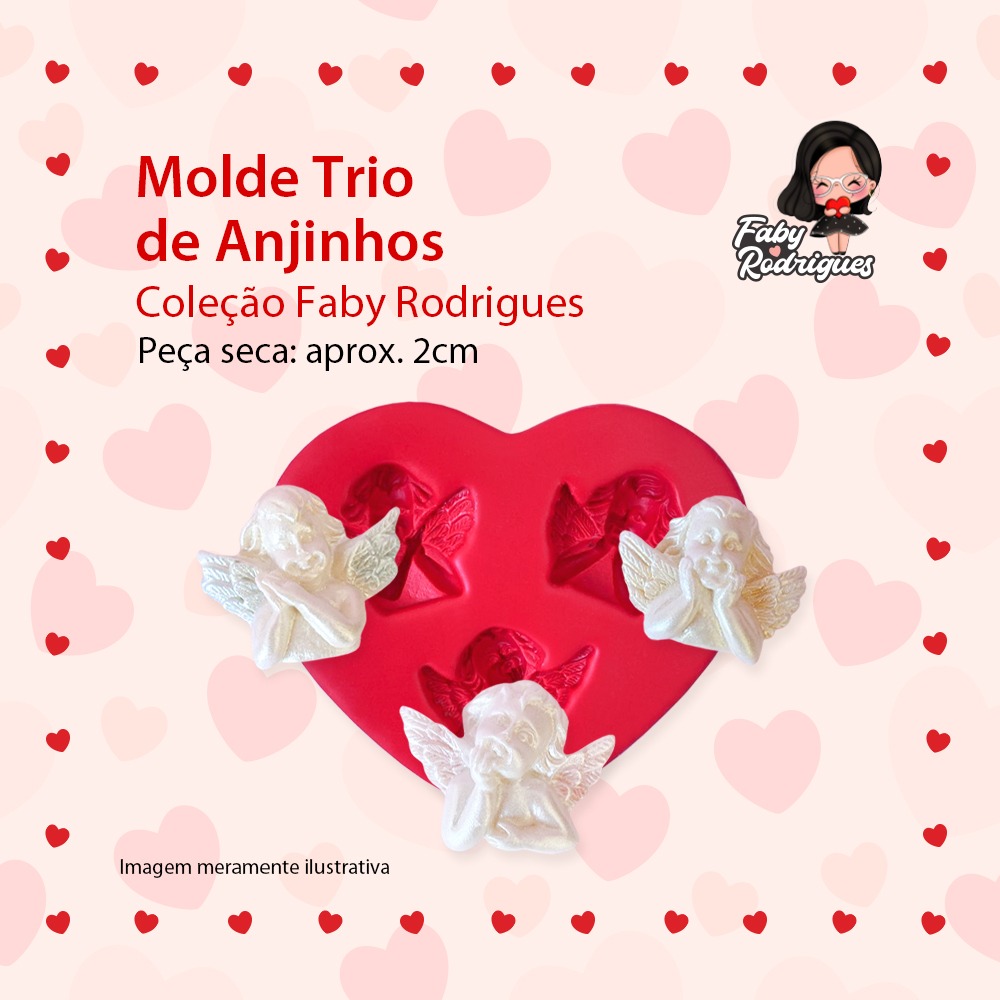 Molde De Silicone Trio de Anjinhos - Faby Rodrigues