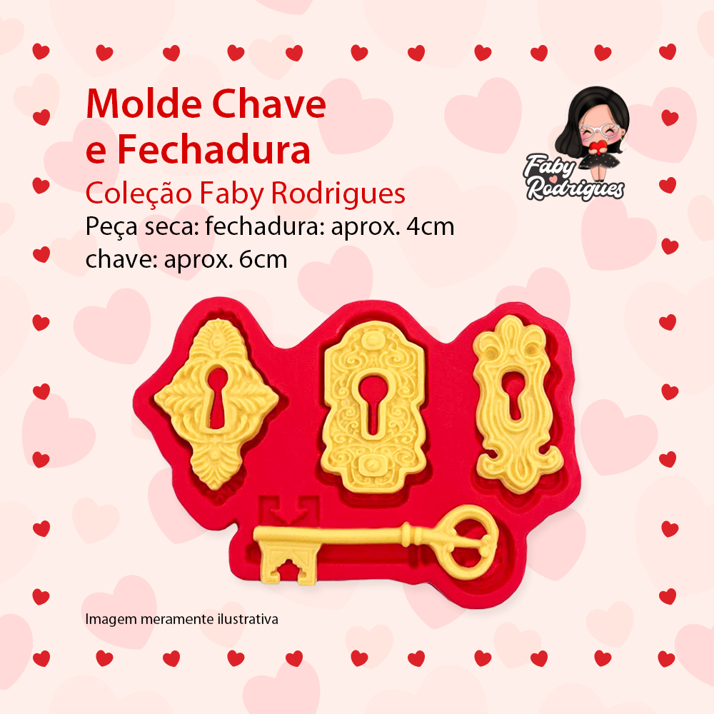 Molde De Silicone Chave e Fechadura - FABY RODRIGUES