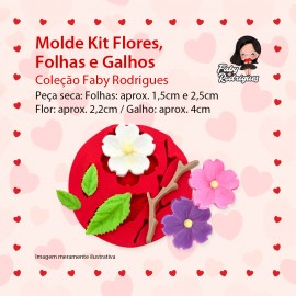 Molde De Silicone Kit Flores, Folhas e Galhos - FABY RODRIGUES