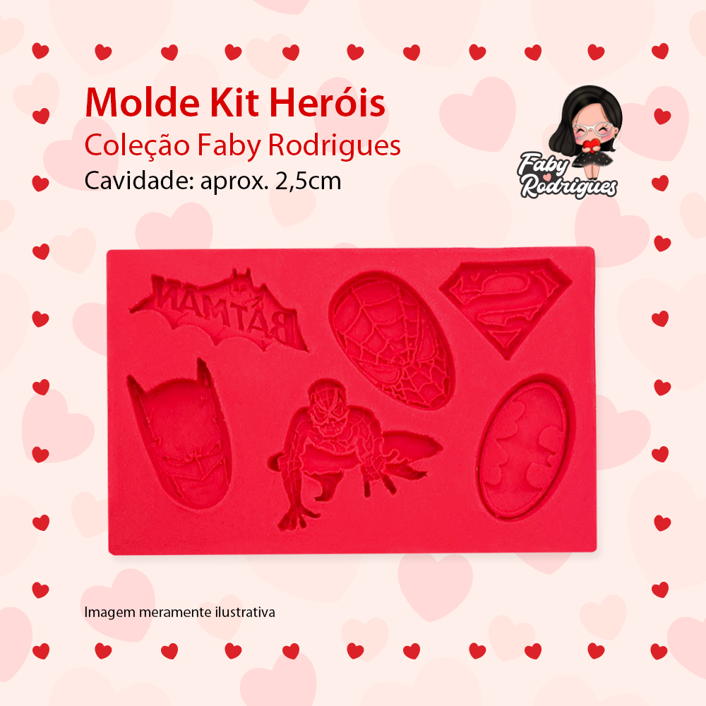 Molde De Silicone Kit Heróis - FABY RODRIGUES