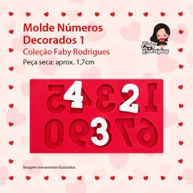 Molde De Silicone  Números Decorados 1 - FABY RODRIGUES