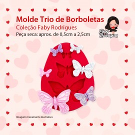 Molde De Silicone Trio de Borboletas - FABY RODRIGUES