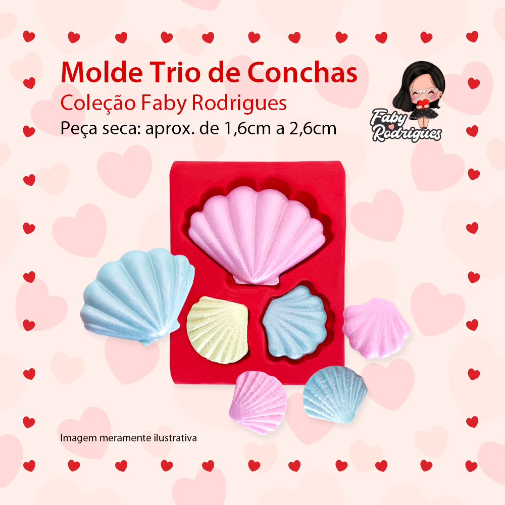 Molde De Silicone Trio de Conchas - FABY RODRIGUES