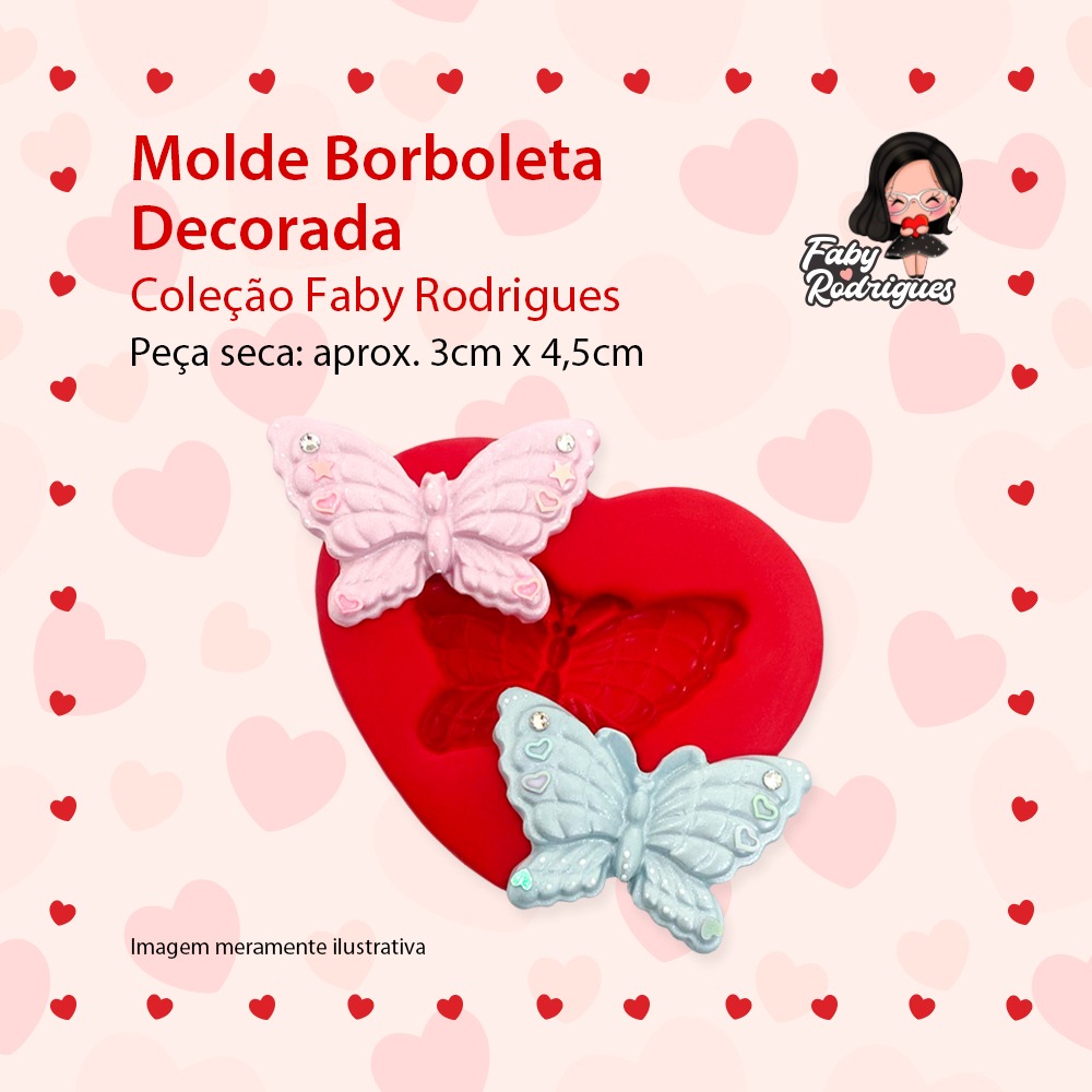 Molde De Silicone Borboleta Decorada - FABY RODRIGUES