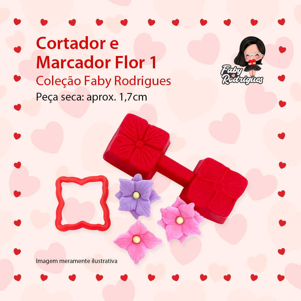 Molde De Silicone Cortador e Marcador Flor 1 - FABY RODRIGUES