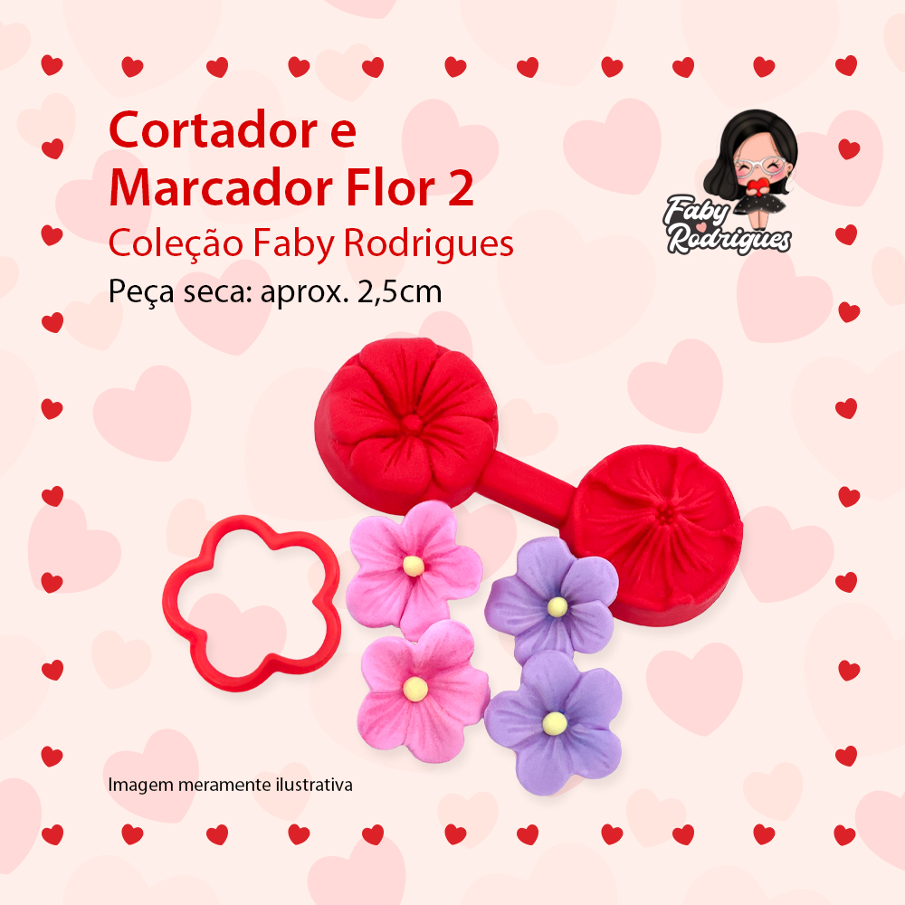 Molde De Silicone Cortador e Marcador Flor 2 - FABY RODRIGUES