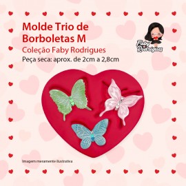 Molde de silicone Trio de Borboletas M - Faby Rodrigues