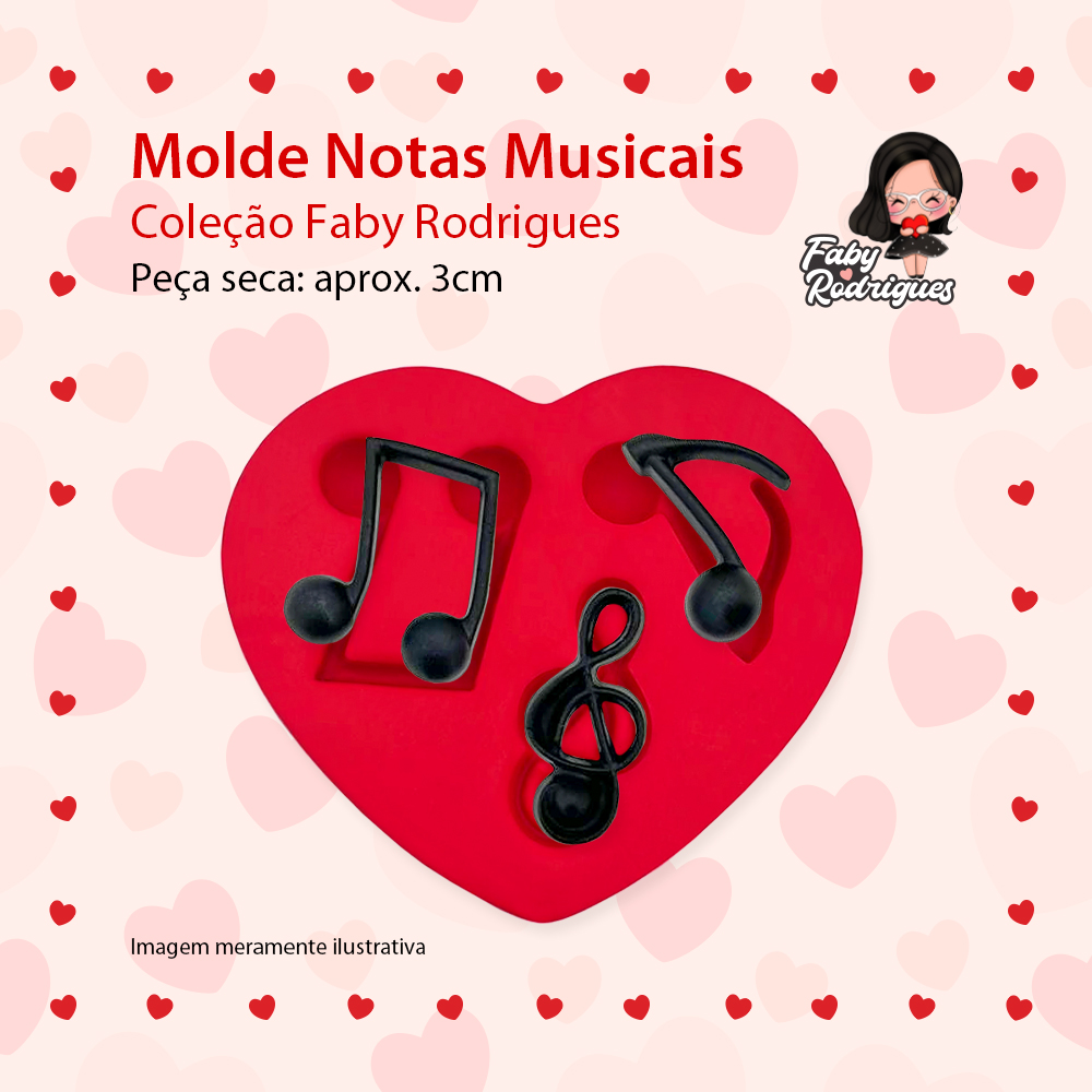 Molde de silicone - Notas Musicais Faby Rodrigues