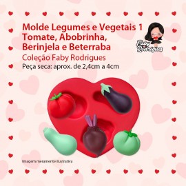 Molde de silicone Legumes e Vegetais 1 - Tomate, Abobrinha, Berinjela e Beterraba - Faby Rodrigues