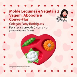 Molde de silicone Legumes e Vegetais 2 - Vagem, Abóbora e Couve-flor Faby Rodrigues