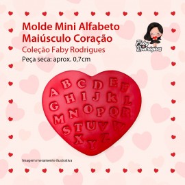 Molde De Silicone  Mini Alfabeto Maiusculo (Coração) - Faby Rodrigues