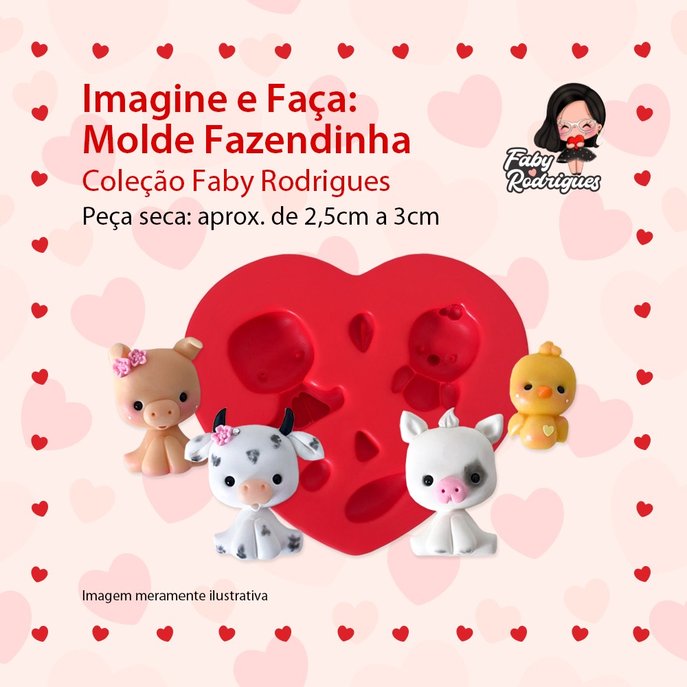 Molde de silicone Imagine e Faça Fazendinha - Faby Rodrigues