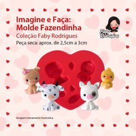 Molde de silicone Imagine e Faça Fazendinha - Faby Rodrigues