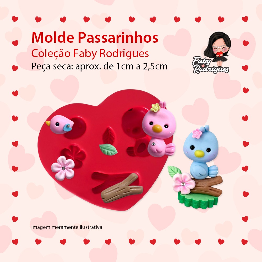 Molde de silicone Passarinhos - Faby Rodrigues