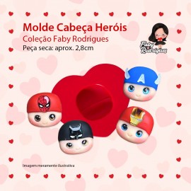 Molde de silicone Cabeça Heróis - Faby Rodrigues