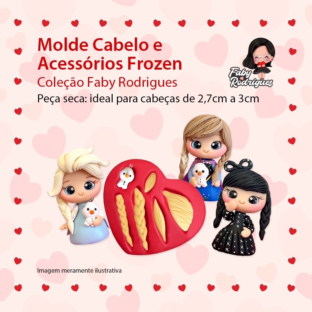 Molde de silicone Cabelo e Acessórios Frozen - Faby Rodrigues