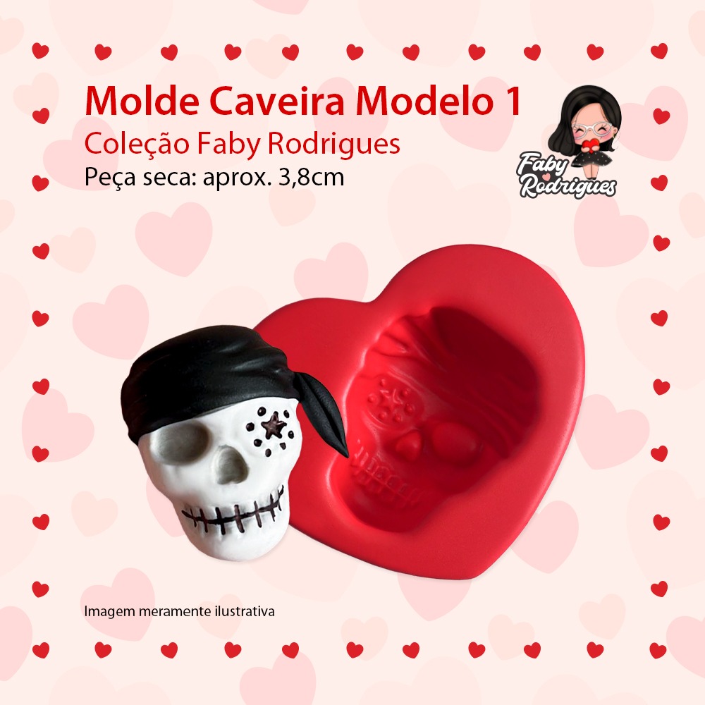 Molde de Silicone Caveira Modelo 1 - Faby Rodrigues