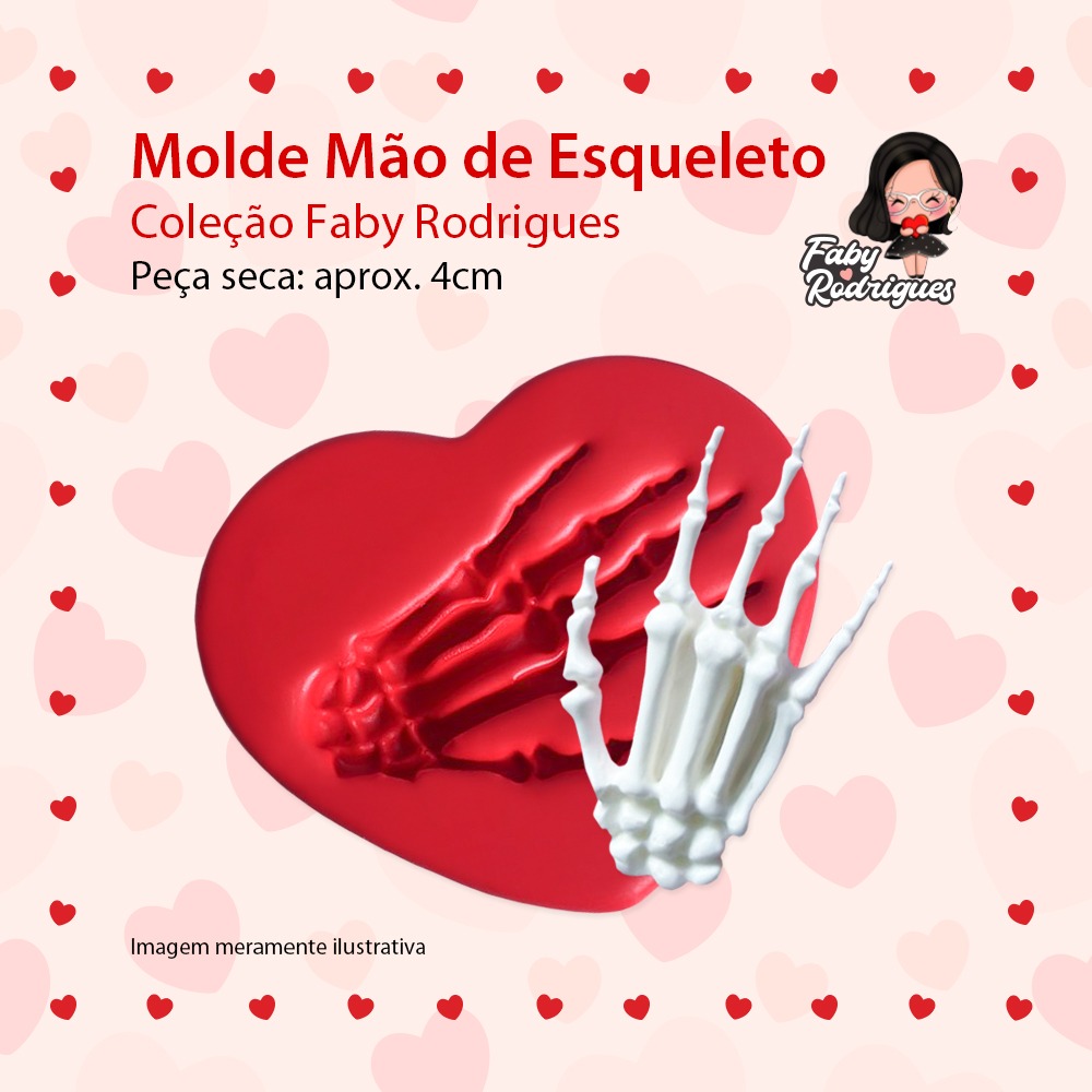 Molde de Silicone Mão de Esqueleto - Faby Rodrigues