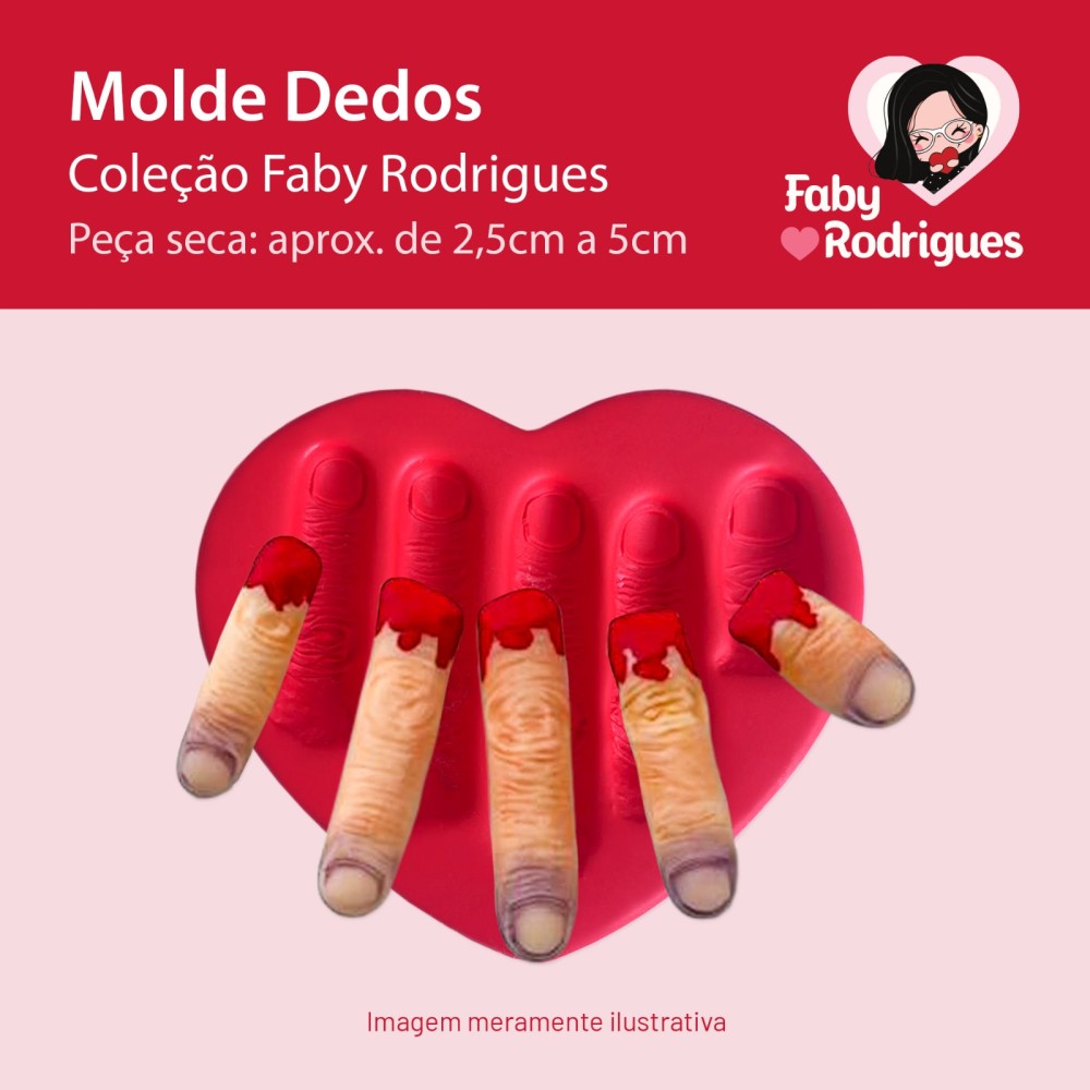 Molde de Silicone Dedos - Faby Rodrigues