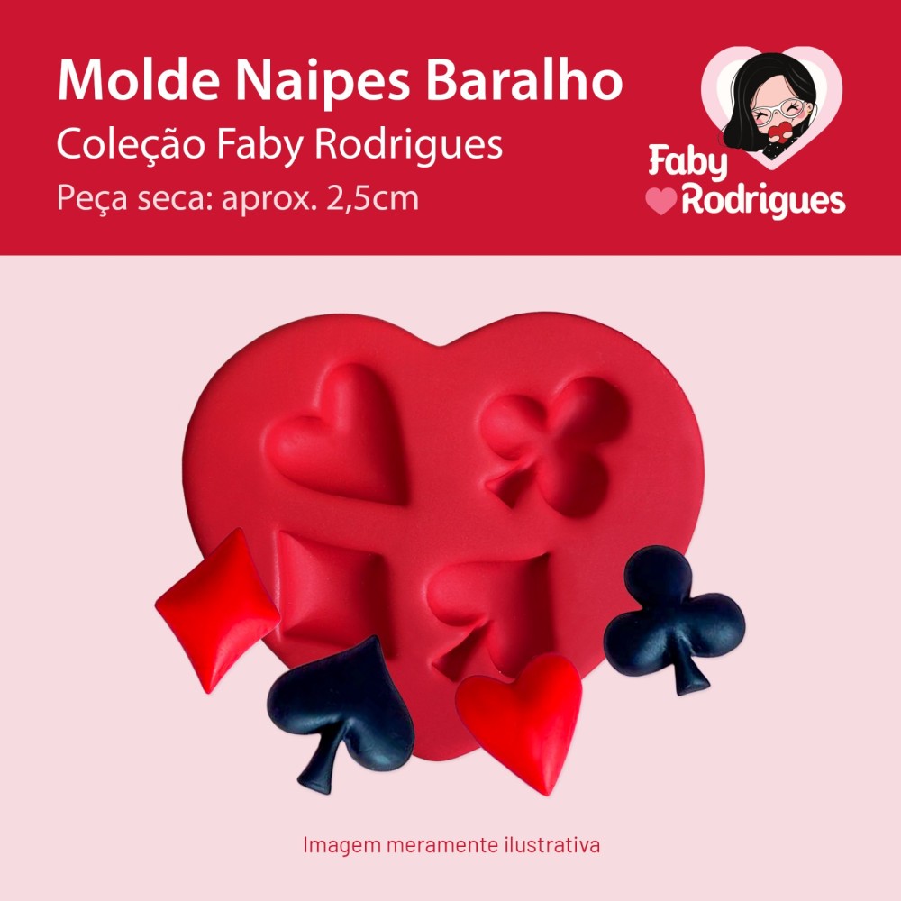 Molde de Silicone Naipes Baralho - Faby Rodrigues