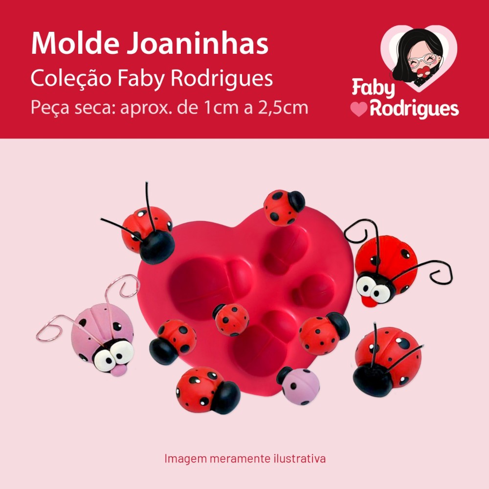 Molde de Silicone Joaninhas - Faby Rodrigues