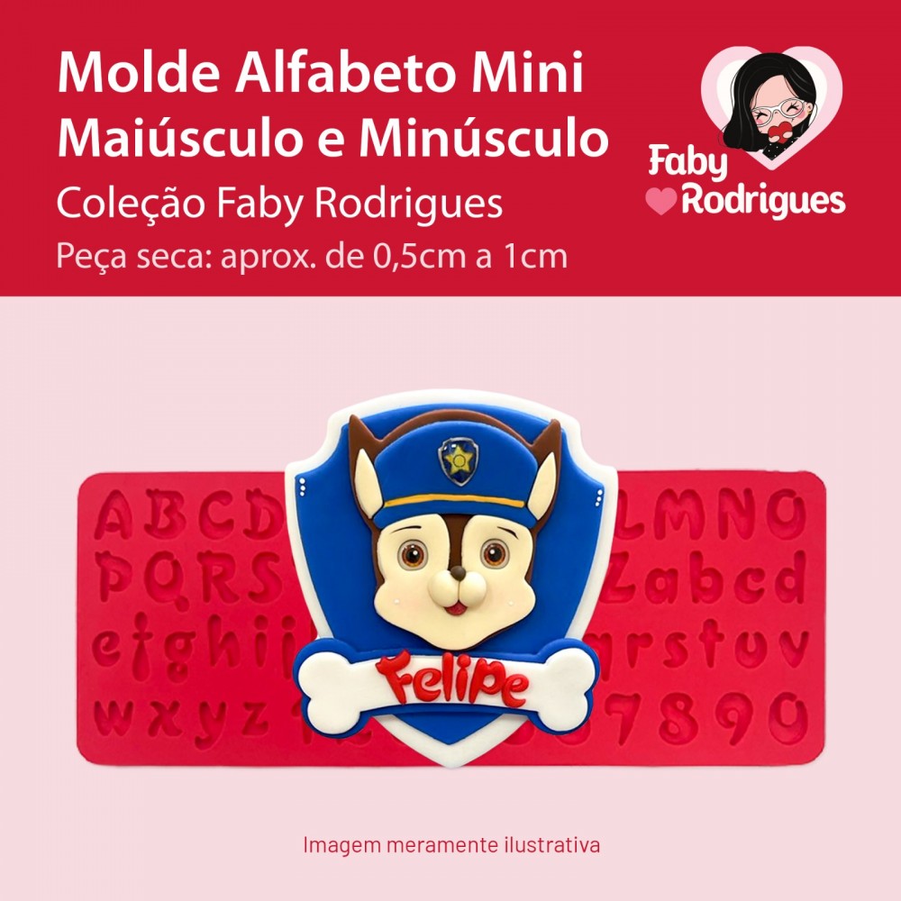 Molde de Silicone Alfabeto Mini Maiusculo e Minusculo - Faby Rodrigues