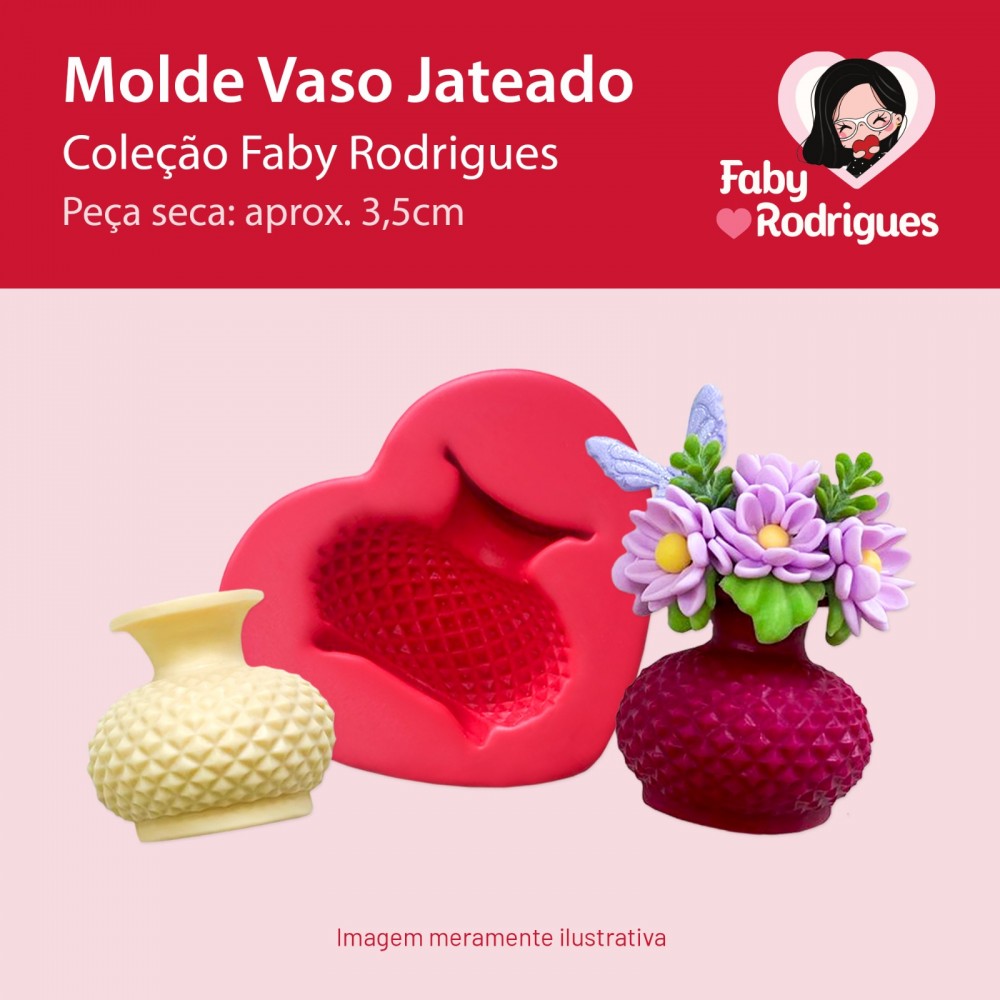 Molde de Silicone Vaso Jateado - Faby Rodrigues