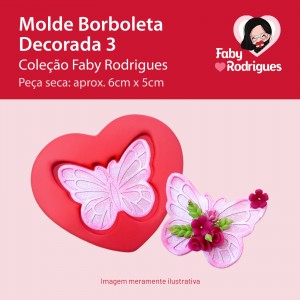 Molde de Silicone Borboleta Decorada 3 - Faby Rodrigues