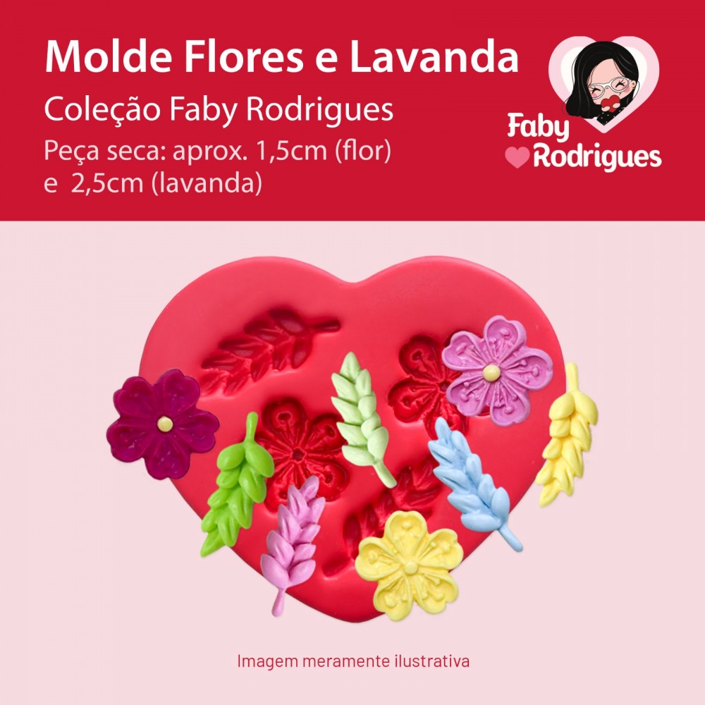 Molde de Silicone Flores e Lavanda - Faby Rodrigues