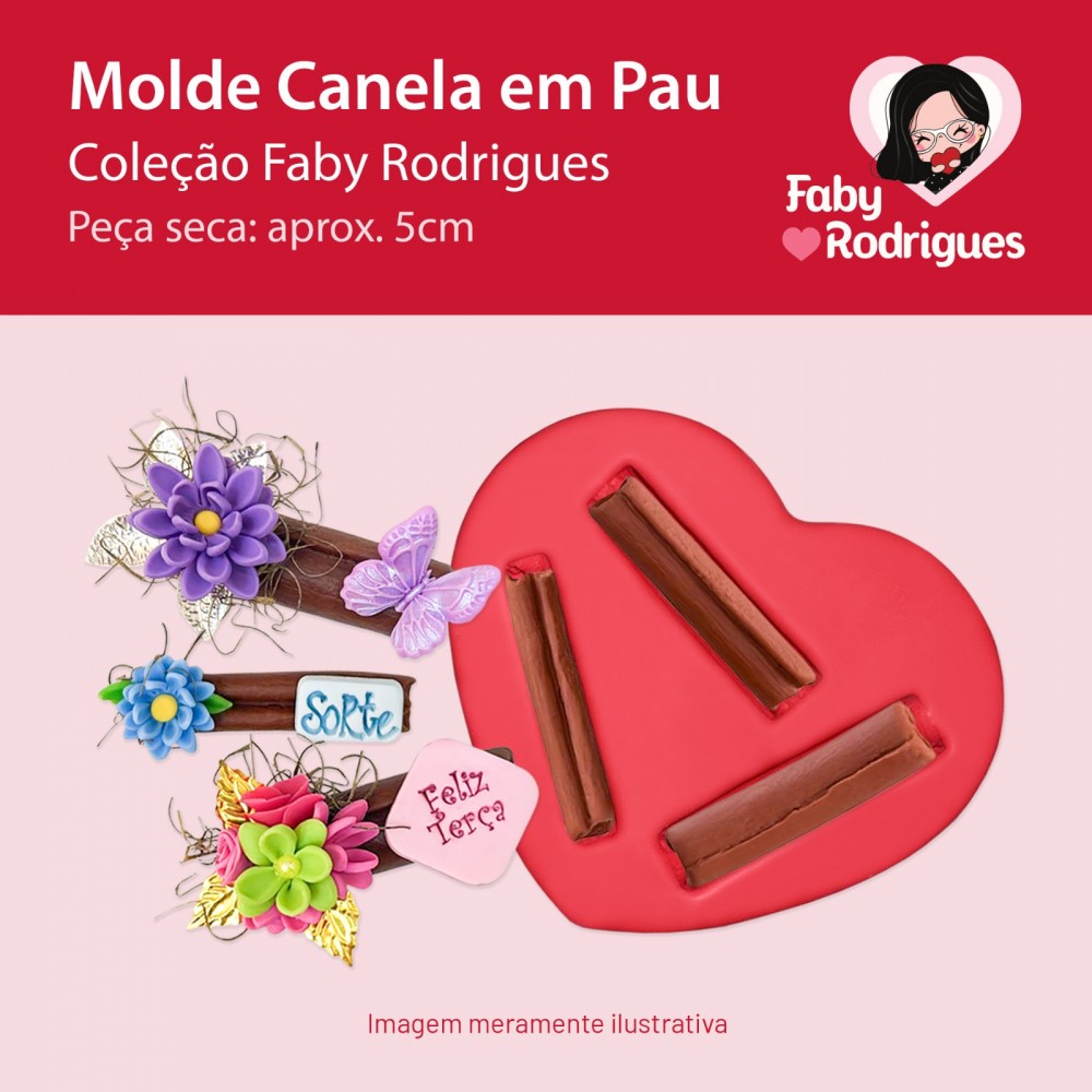 Molde de Silicone Canela em Pau - Faby Rodrigues