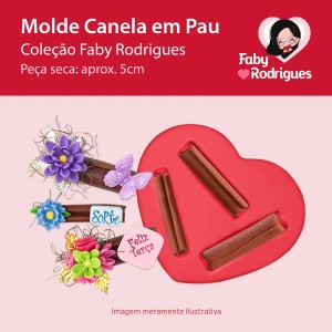 Molde de Silicone Canela em Pau - Faby Rodrigues