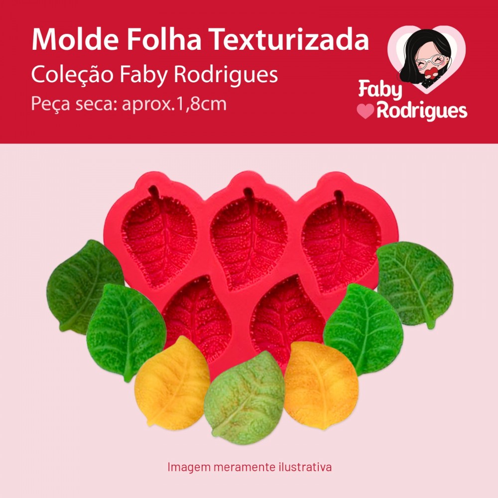 Molde de Silicone Folha Texturizada - Faby Rodrigues