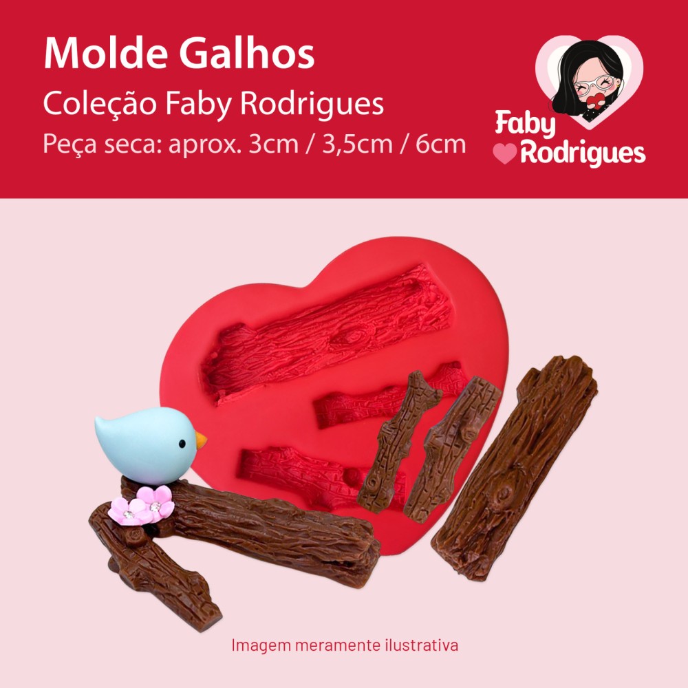 Molde de Silicone Galhos - Faby Rodrigues